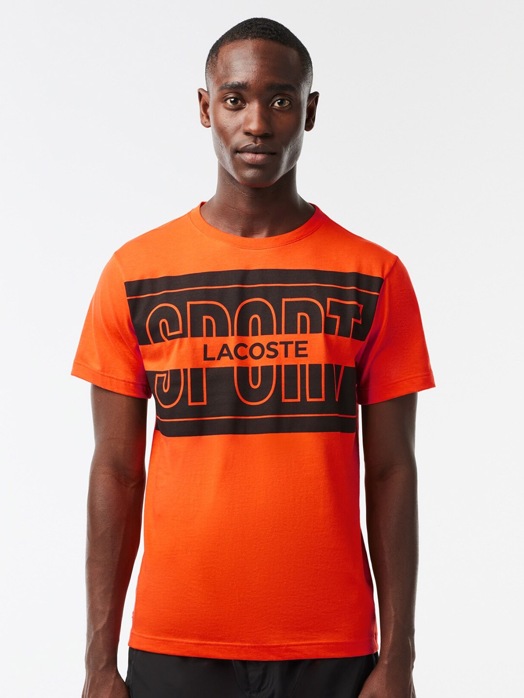 

Lacoste Typography Printed Cotton Sports T-Shirt, Orange