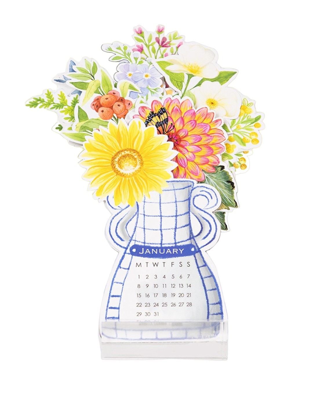 

happywagon 2024 Flower Vase Desk Calendar, White