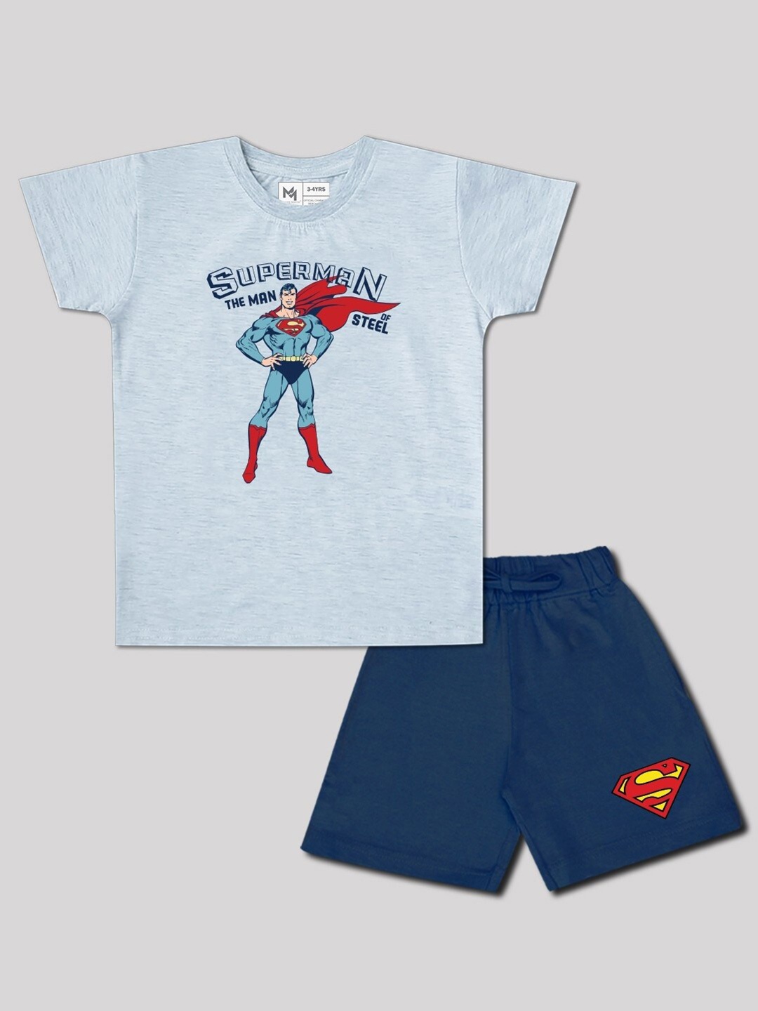 

Minute Mirth Infant Boys Superman Printed T-shirt with Shorts, Blue