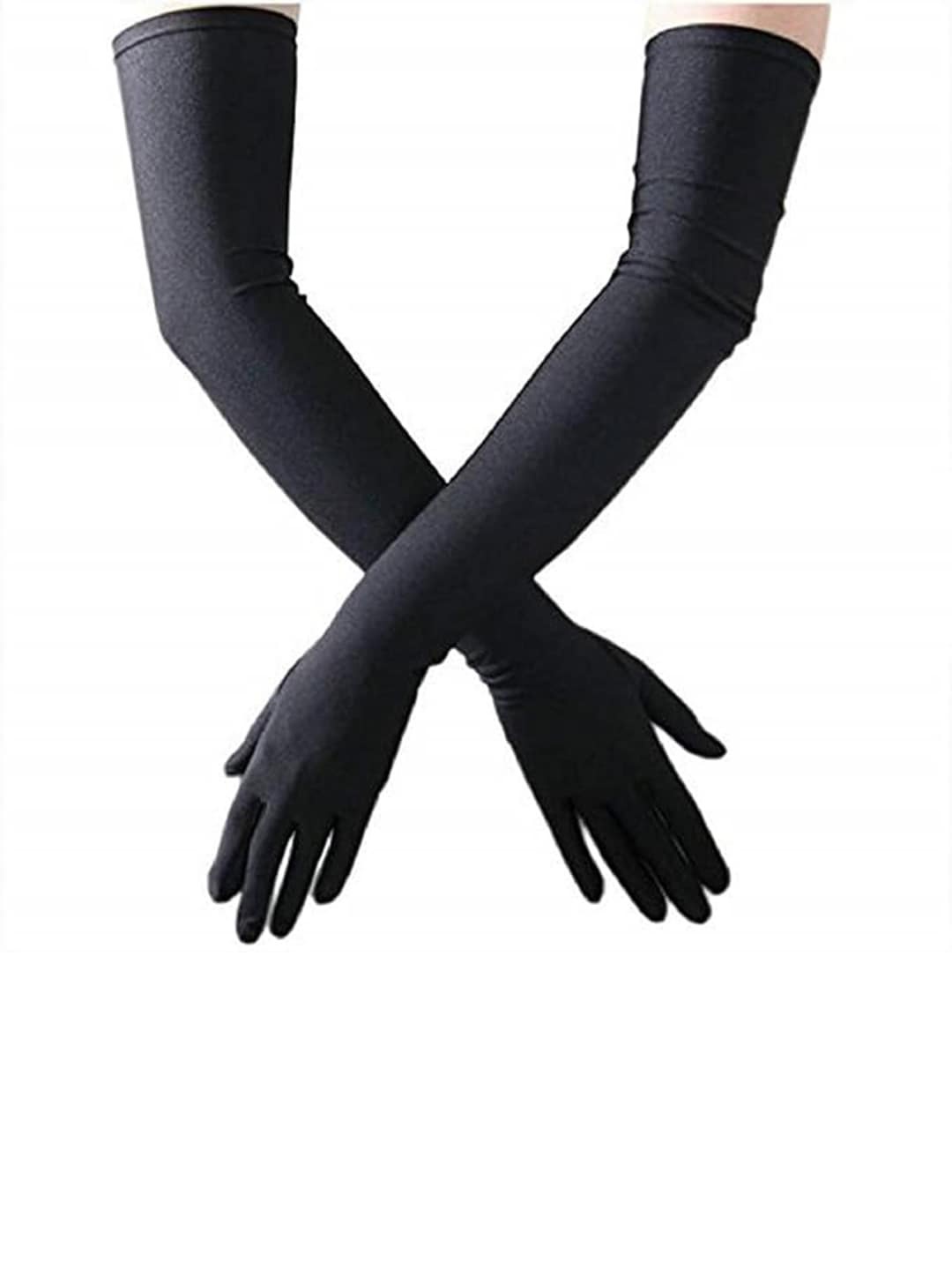 

Kuber Industries Unisex Cotton Arm Sleeve Gloves, Black