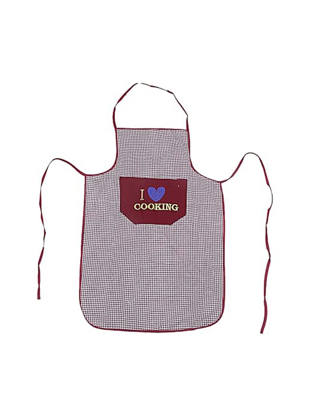 

Kuber Industries Maroon & Blue Checked Pure Cotton Aprons