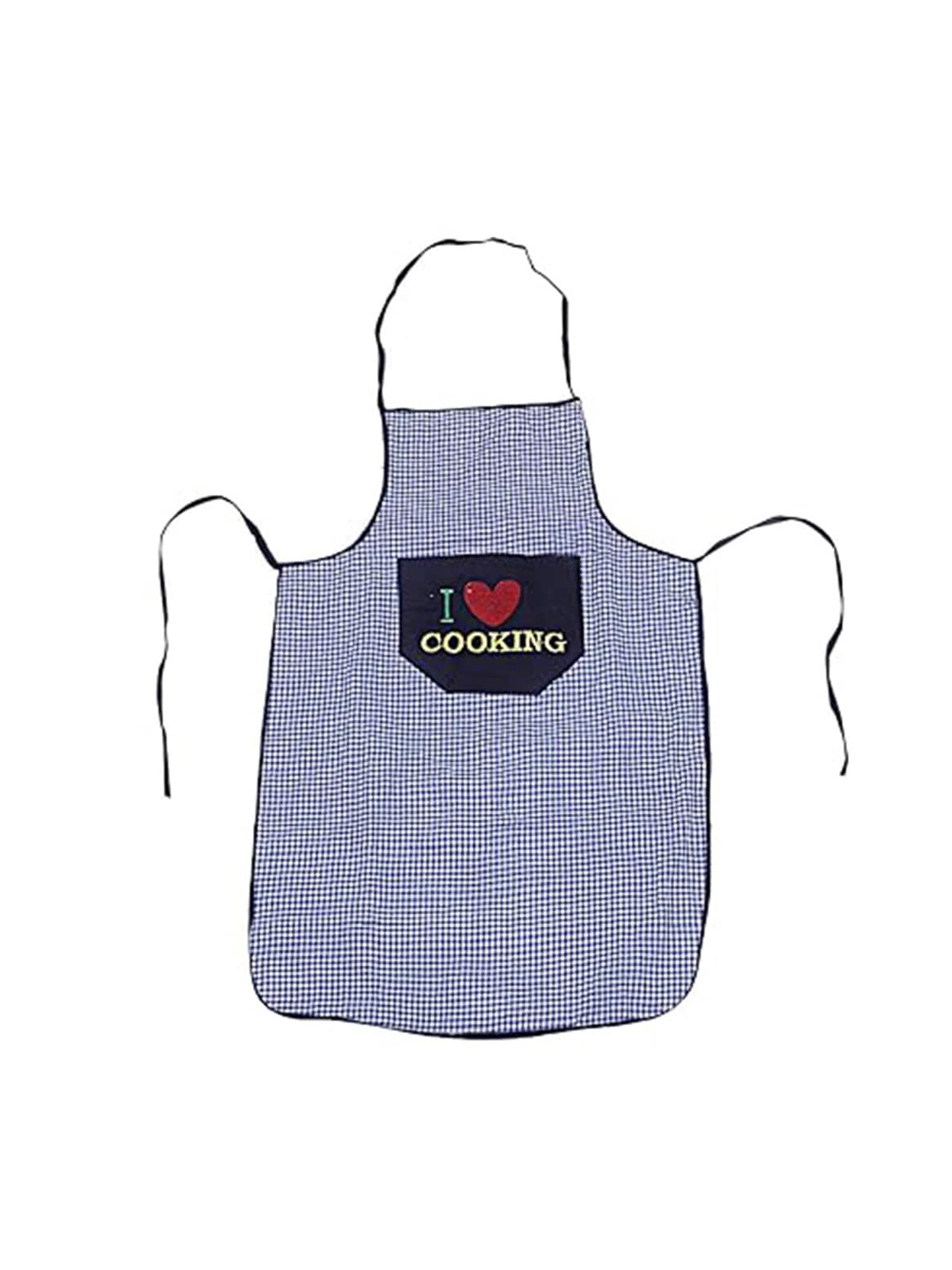 

Kuber Industries Blue & Red 2-Pieces Checked Waterproof Cotton Aprons With Front Pocket