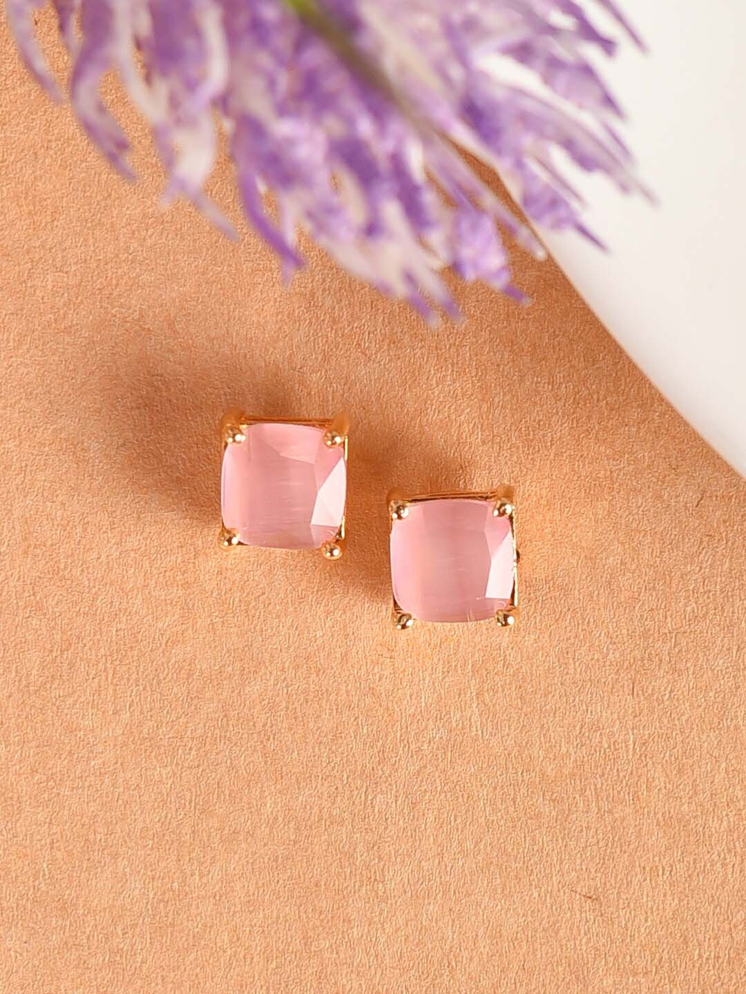 

VIRAASI Gold-Plated Studs Earrings, Pink