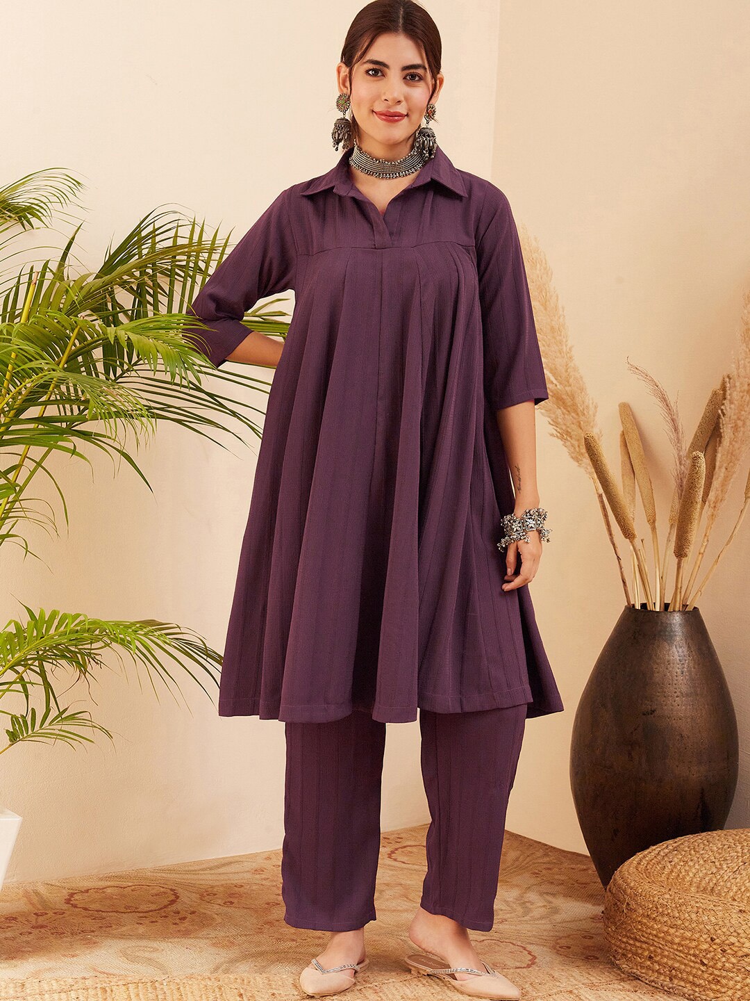 

InWeave A-line Empire Kurta With Trousers, Burgundy