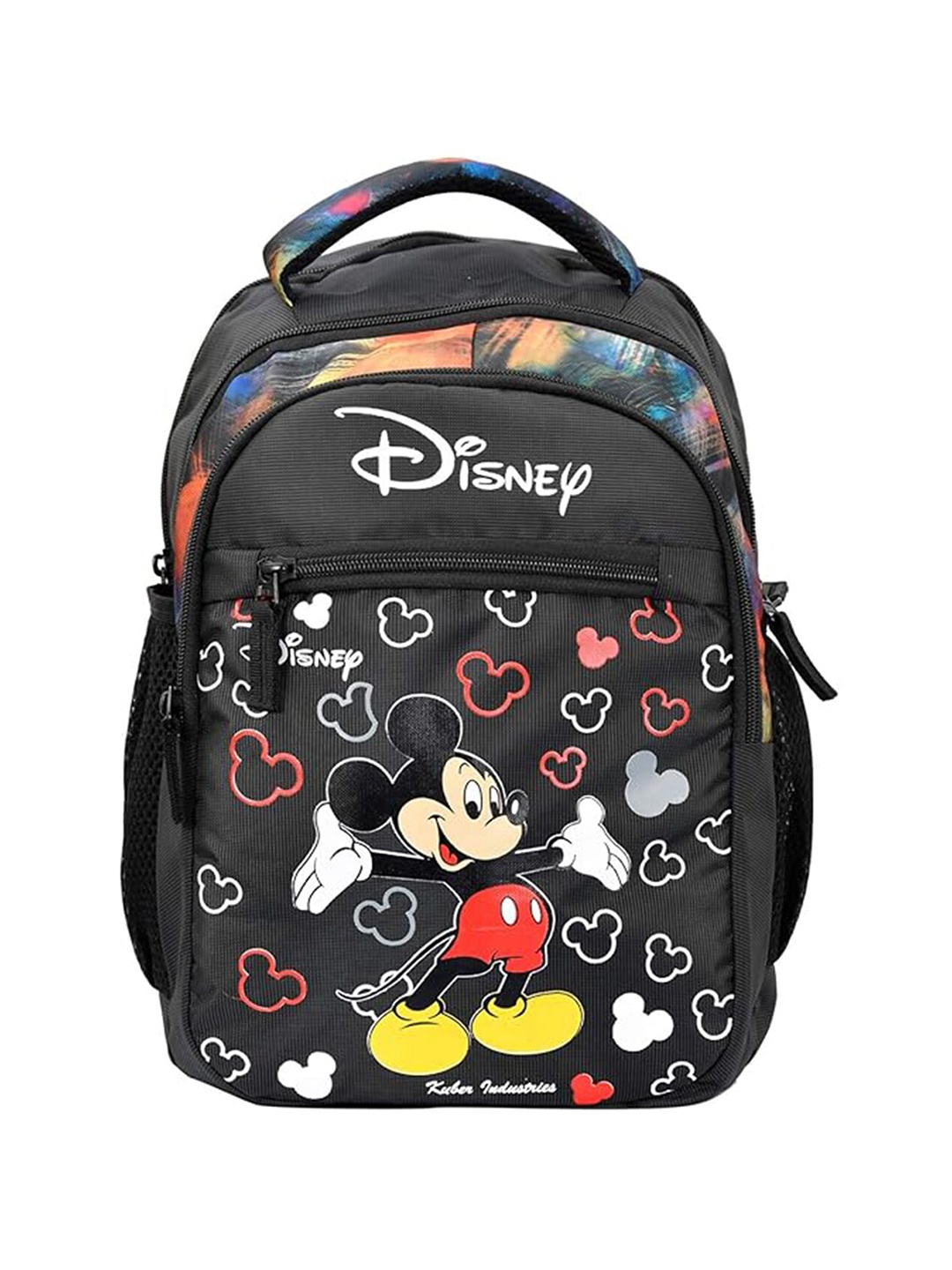 

Kuber Industries Mickey Mouse Printed 2 Comparment 2 Front Pocket Kids School Bag Backpack, Black