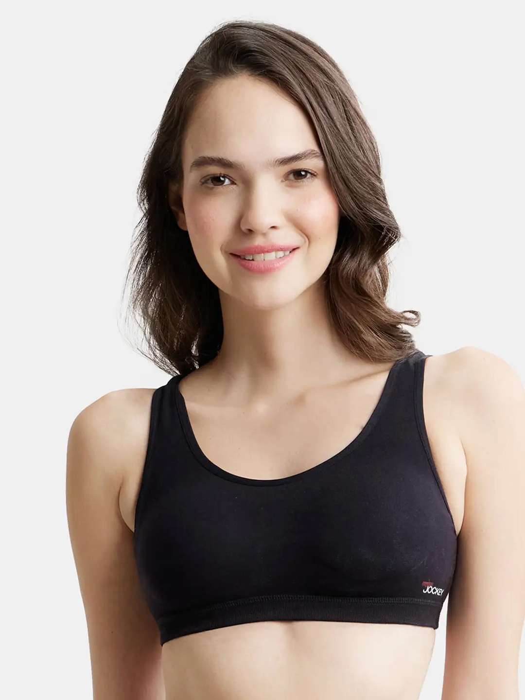 

Jockey Full Coverage Lightly Padded Cotton Sports Bra With All Day Comfort, Black