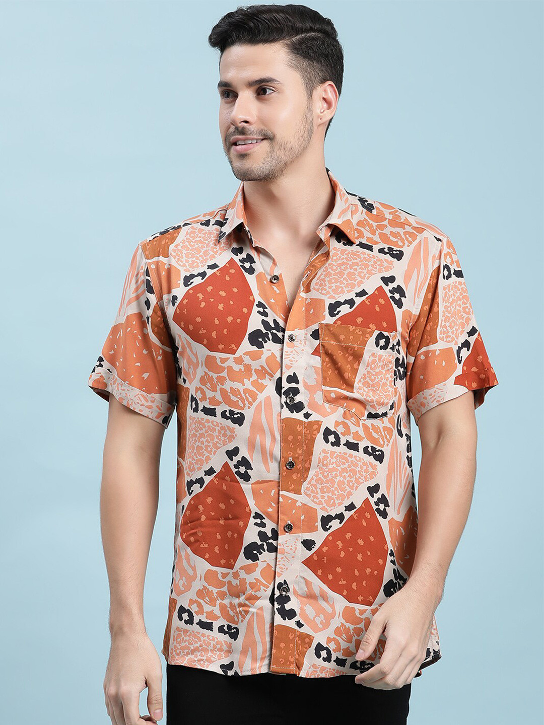 

Stuffie Land Abstract Printed Cotton Casual Shirt, Pink