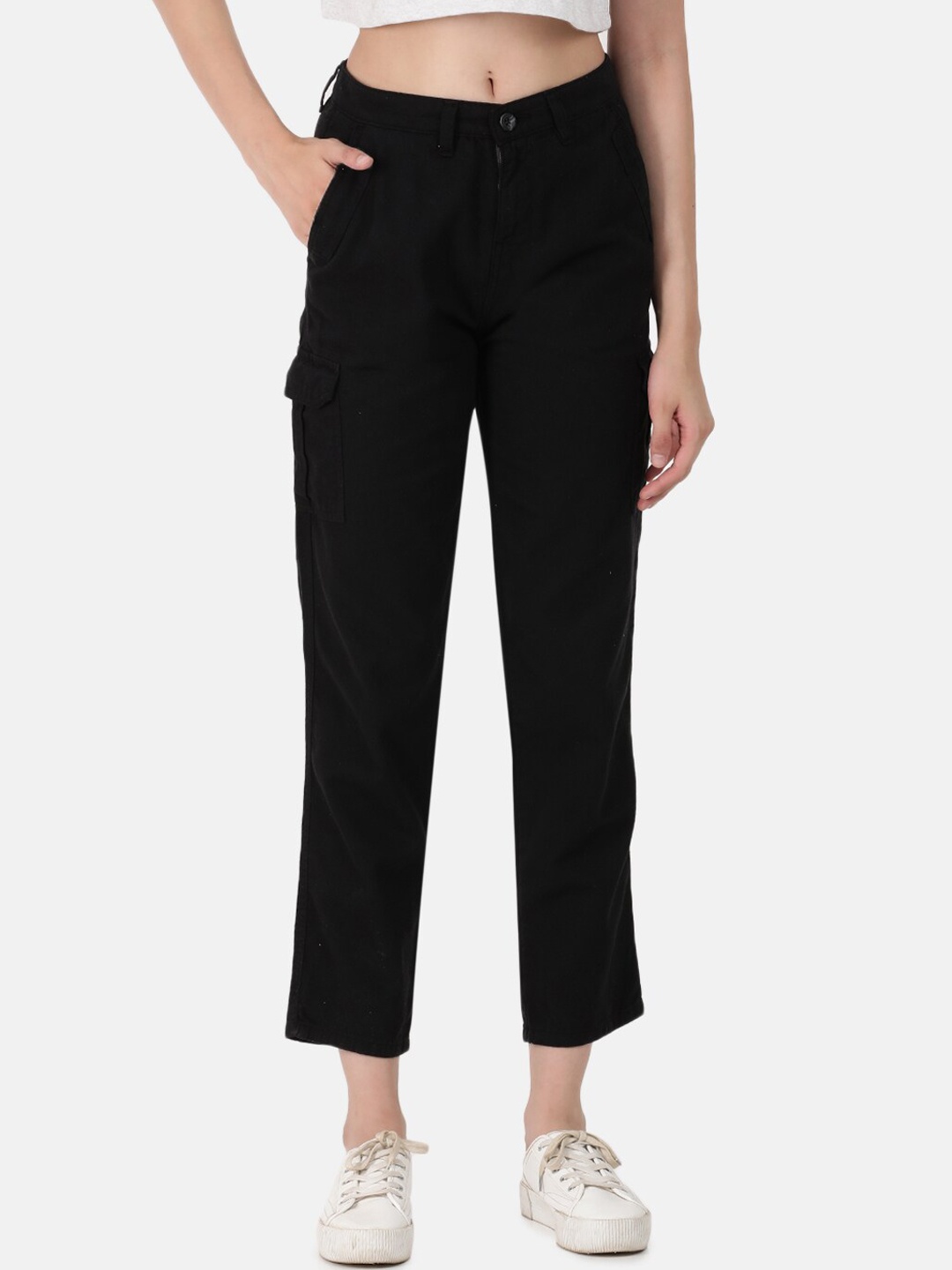 

IVOC Women Black Slim Fit Cargo Trousers