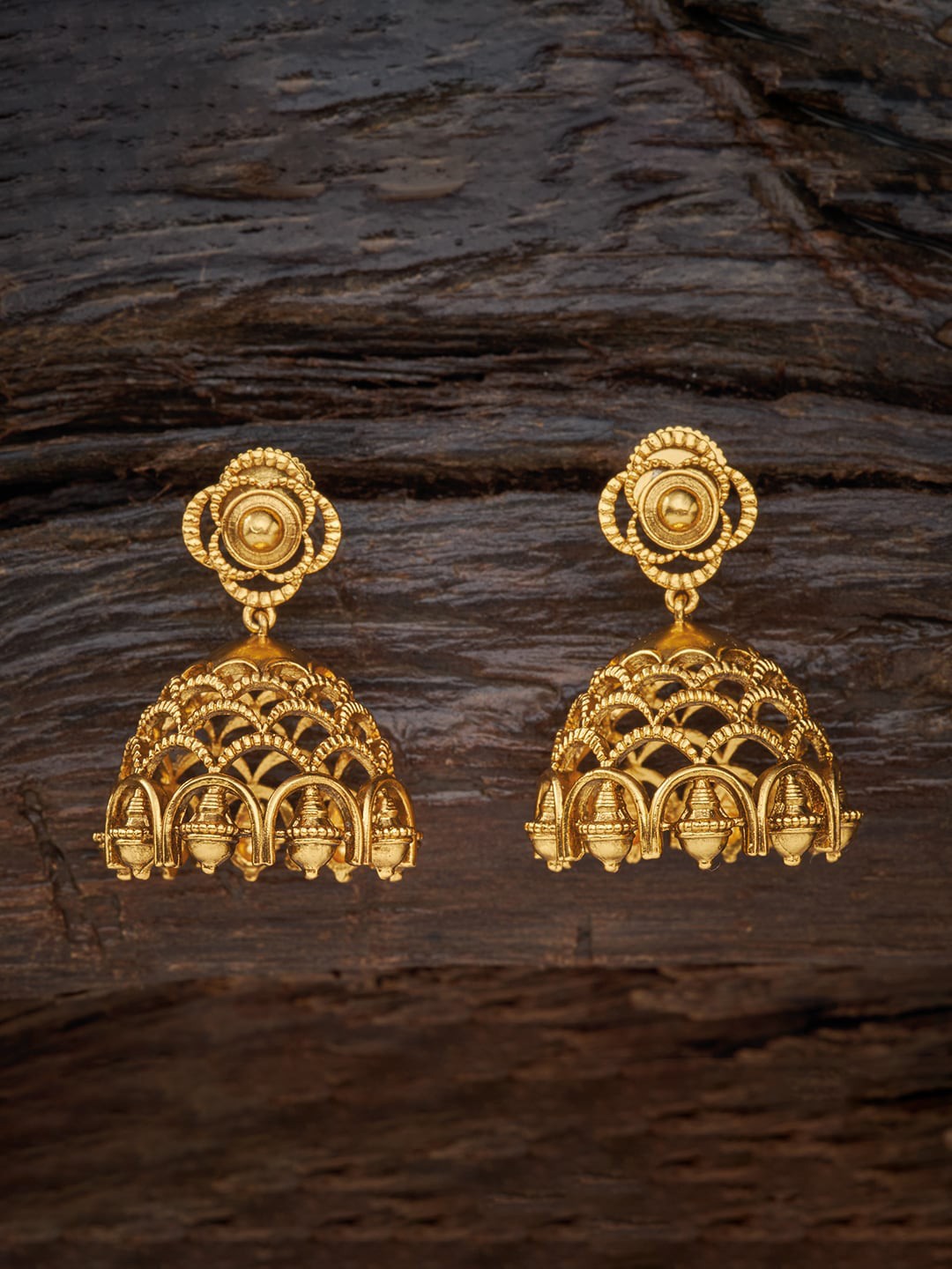 

Kushal's Fashion Jewellery Gold Plated Dome Shaped Jhumkas