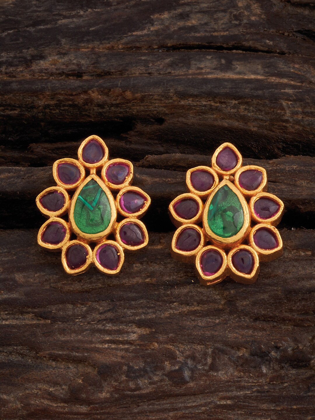 

Kushal's Fashion Jewellery 92.5 Pure Silver Gold-Plated Classic Stud Earrings