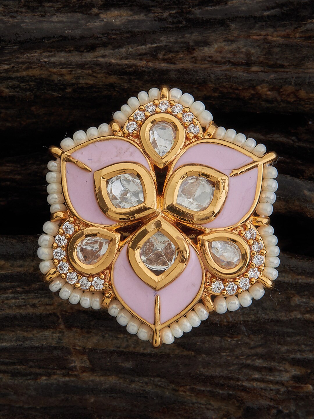 

Kushal's Fashion Jewellery Kundan-Studded Adjustable Ethnic Ring, White