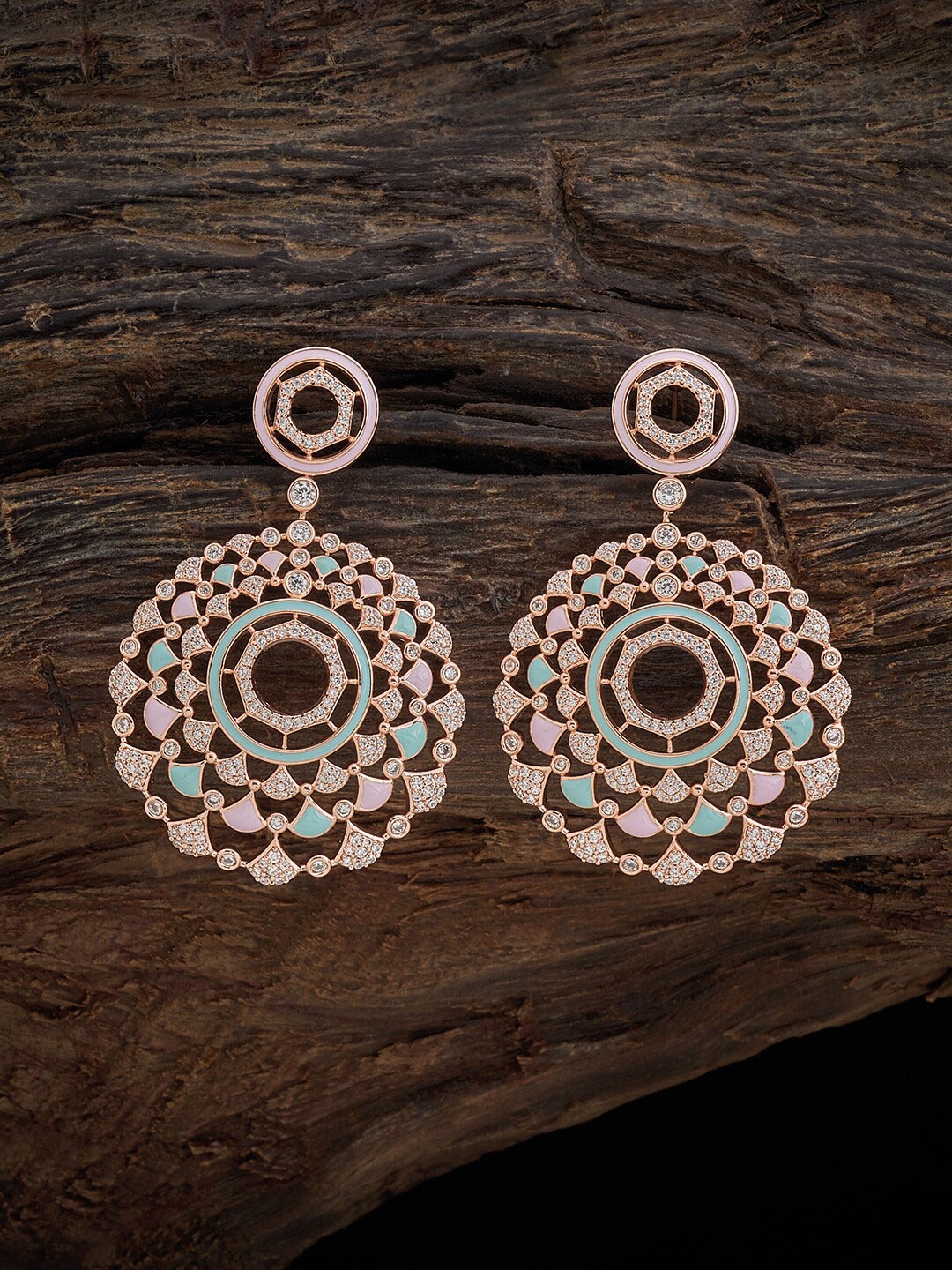 

Kushal's Fashion Jewellery Rose Gold-Plated Drop Earrings, Pink