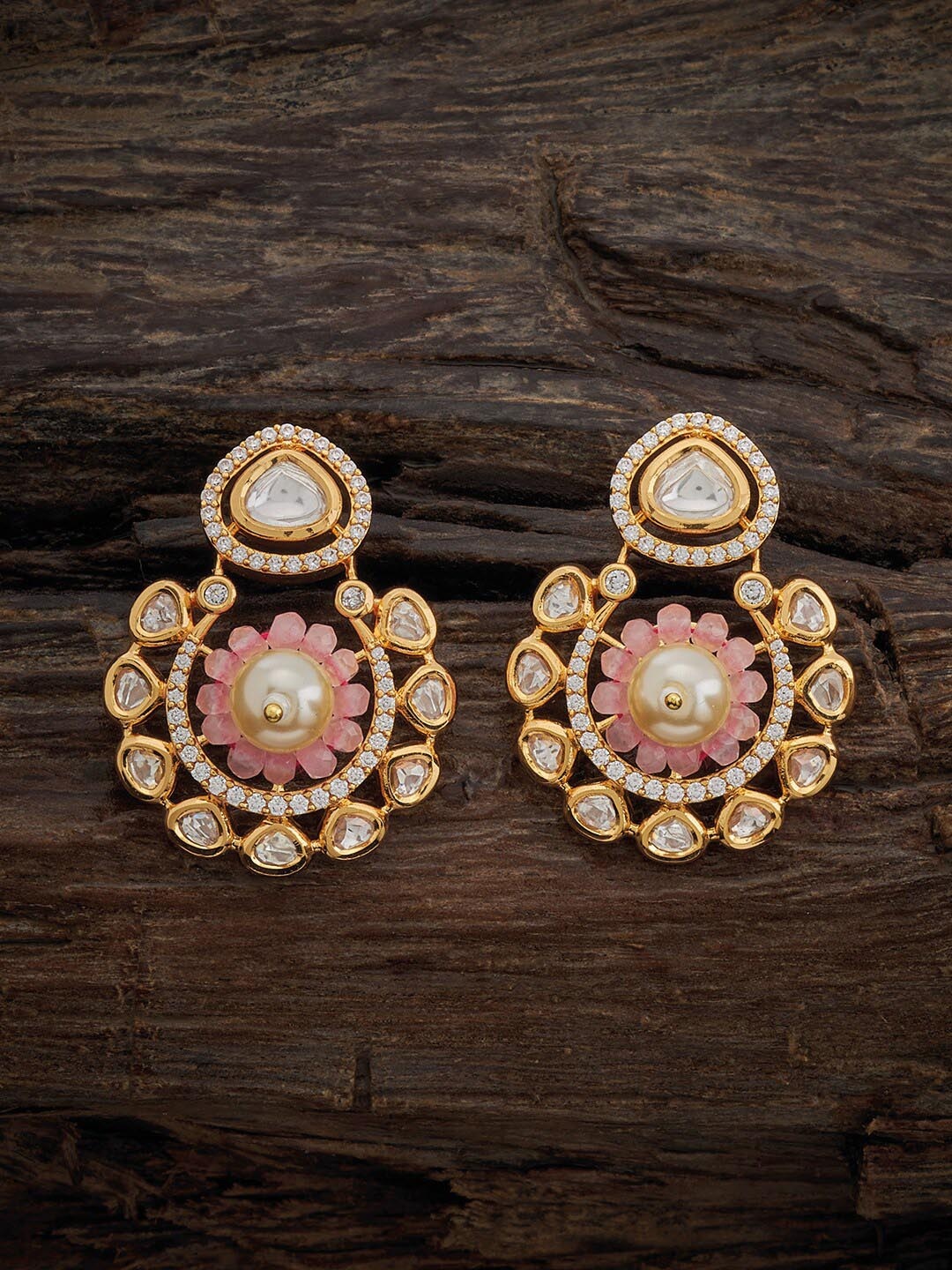 

Kushal's Fashion Jewellery Kundan Classic Drop Earrings, Pink
