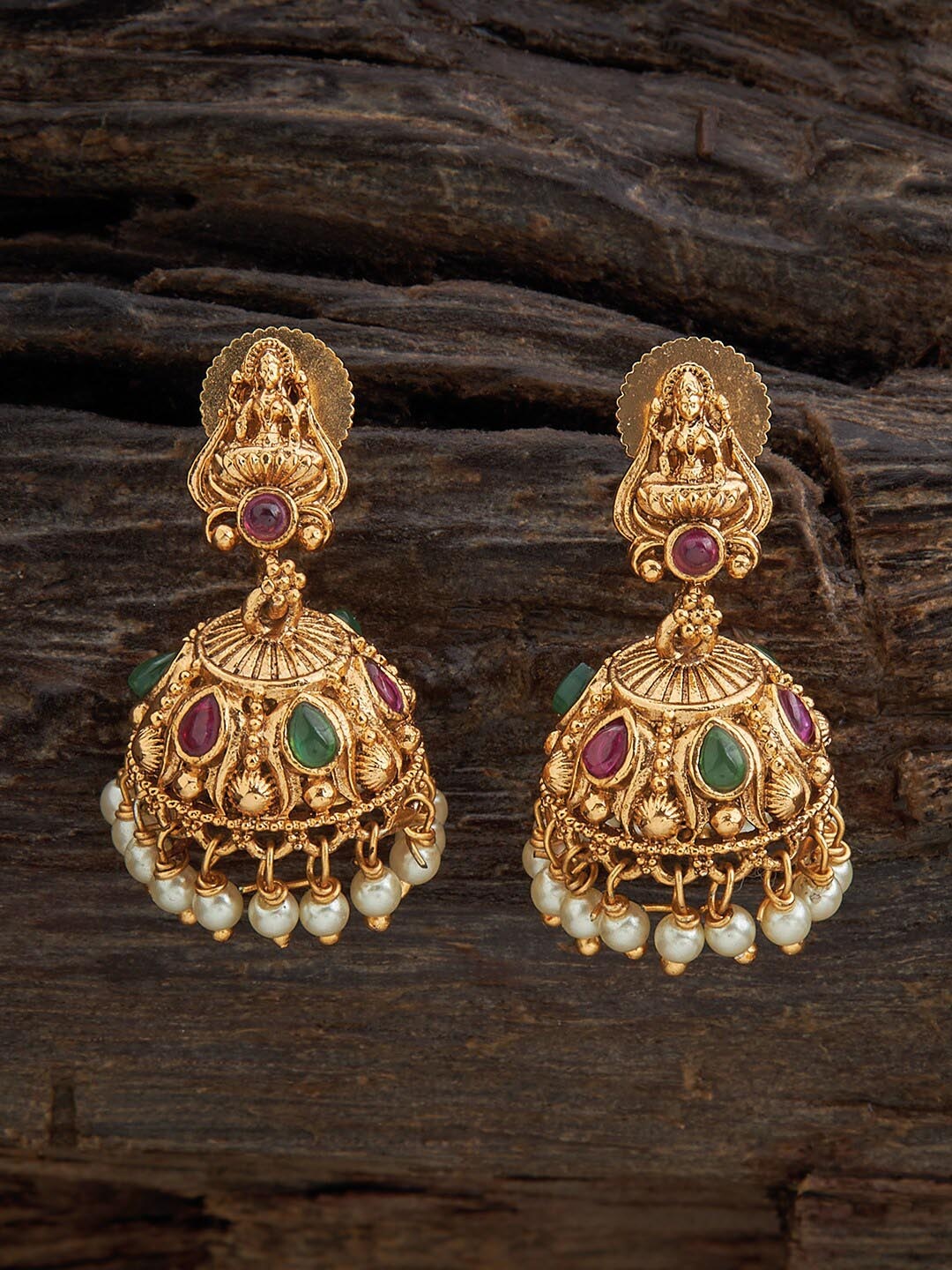 

Kushal's Fashion Jewellery Dome Shaped Jhumkas, Red