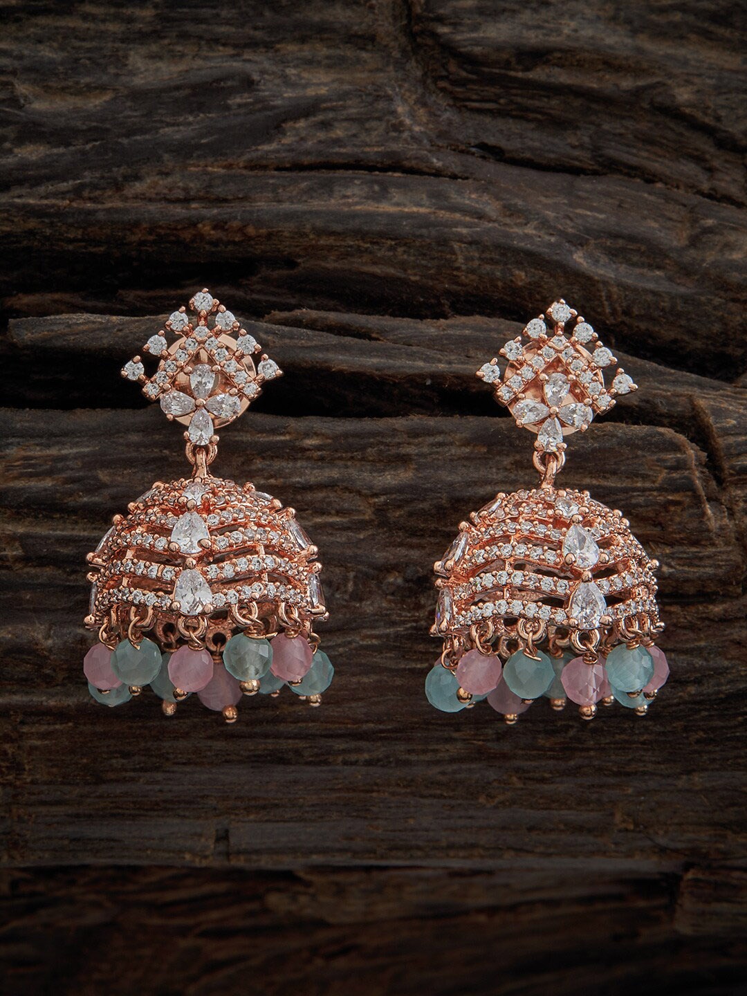 

Kushal's Fashion Jewellery Rose Gold-Plated Dome Shaped Jhumkas