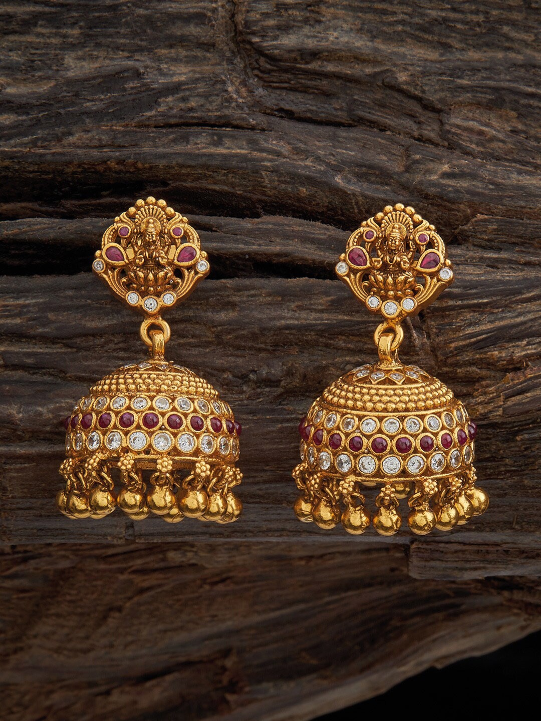 

Kushal's Fashion Jewellery 92.5 Pure Silver Gold-Plated Dome Shaped Jhumkas
