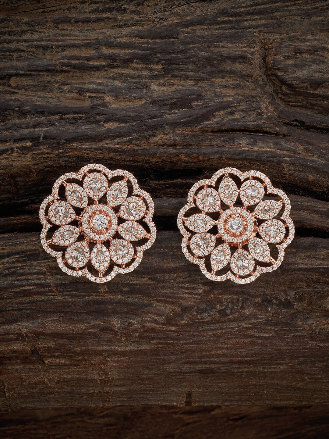 

Kushal's Fashion Jewellery Rose Gold-Plated Cubic Zirconia Contemporary Stud Earrings