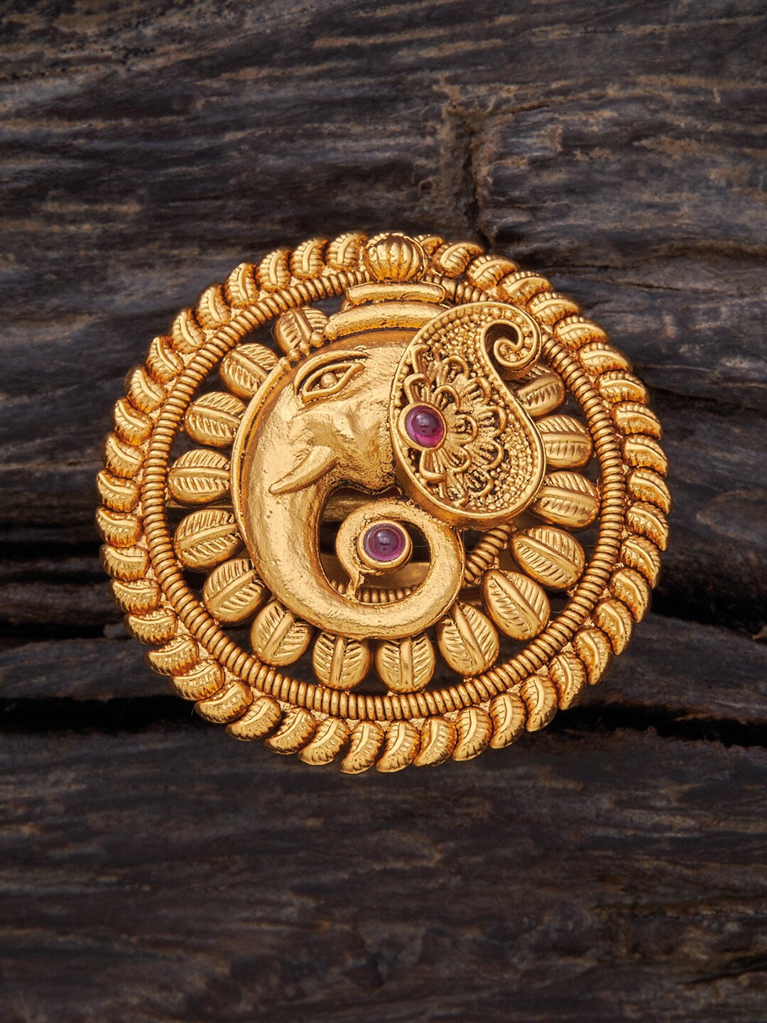 

Kushal's Fashion Jewellery Gold-Plated Adjustable Ring, Red
