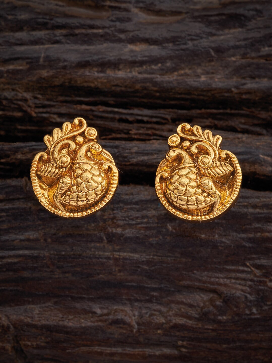 

Kushal's Fashion Jewellery Gold-Plated Peacock Shaped Studs Earrings