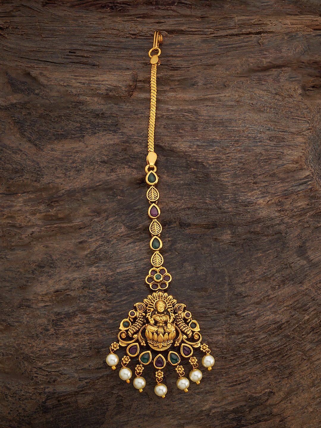 

Kushal's Fashion Jewellery Gold-Plated Stone-Studded & Beaded Maang Tikka