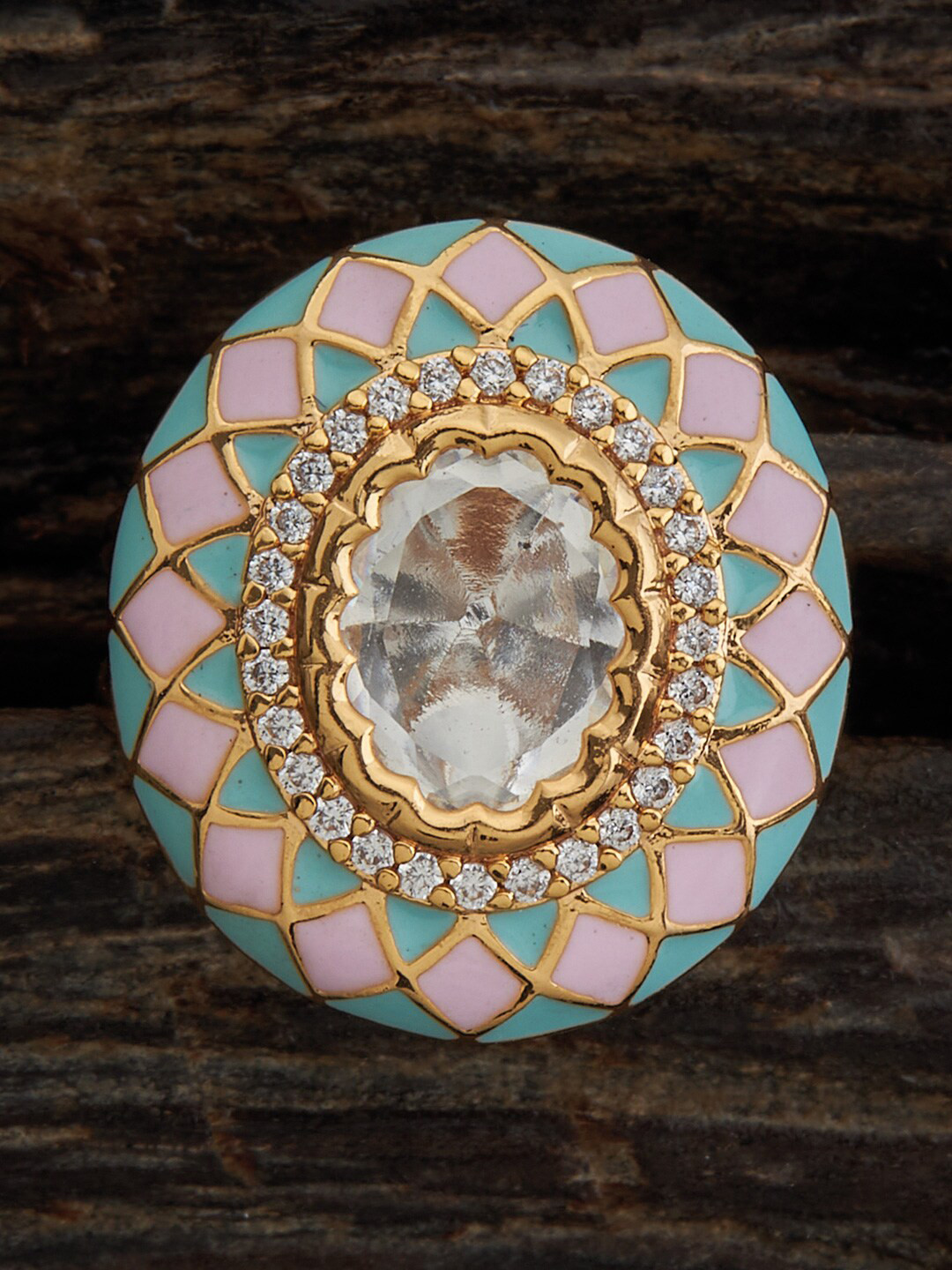 

Kushal's Fashion Jewellery Kundan Studded Finger Ring, White
