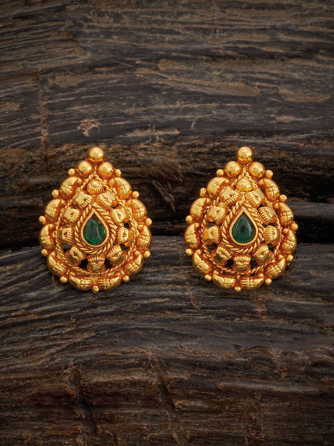 

Kushal's Fashion Jewellery Gold-Plated Teardrop Shaped 92.5 Pure Silver Stud Earrings