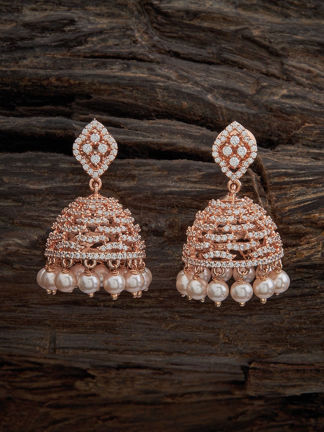 

Kushal's Fashion Jewellery Rose Gold-Plated Dome Shaped Jhumkas