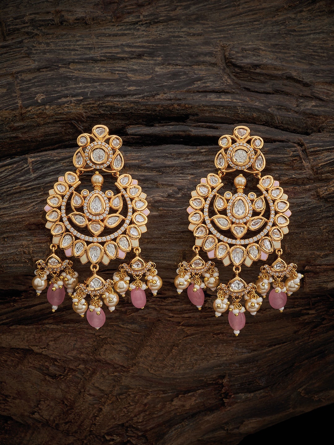 

Kushal's Fashion Jewellery Kundan Drop Earrings, Gold
