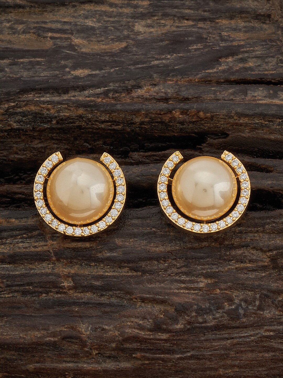 

Kushal's Fashion Jewellery Gold Plated Cubic Zirconia Stone Studded Studs Earrings