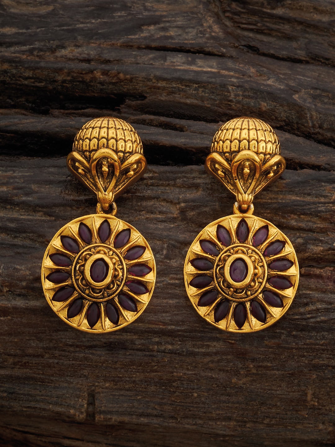 

Kushal's Fashion Jewellery Gold-Plated Contemporary Antique Drop Earrings