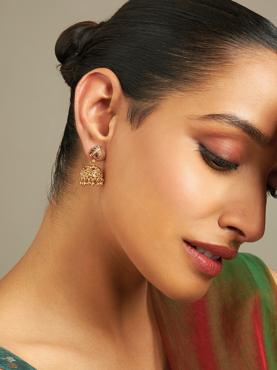 

Kushal's Fashion Jewellery Gold-Plated Dome Shaped Jhumkas
