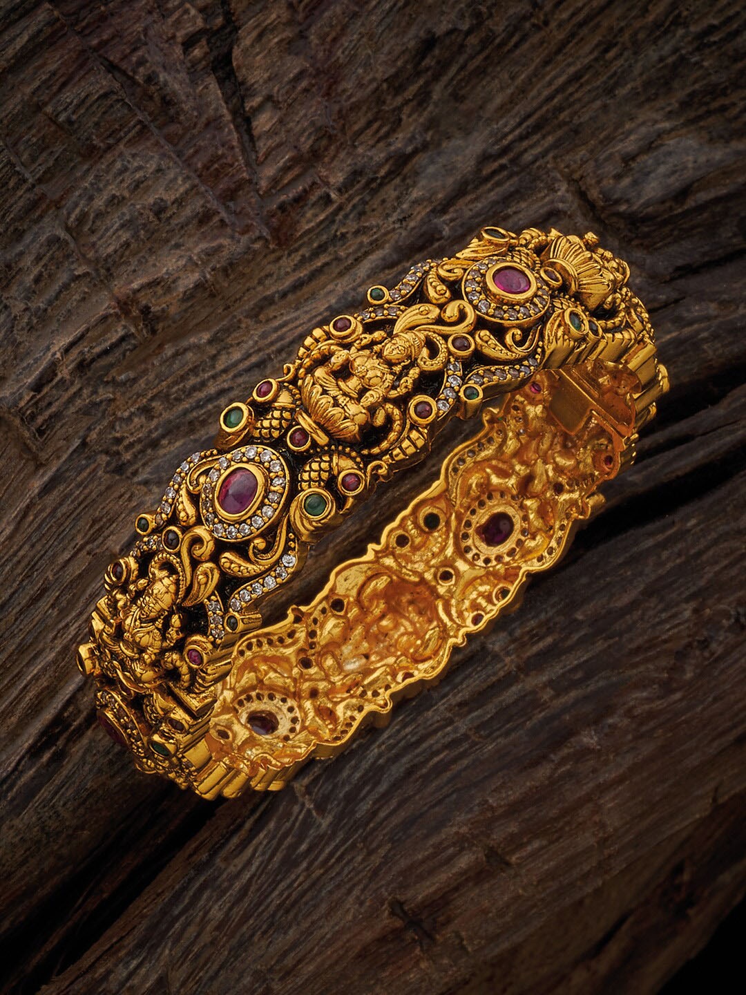 

Kushal's Fashion Jewellery Gold-Plated Stone-Studded Bangle