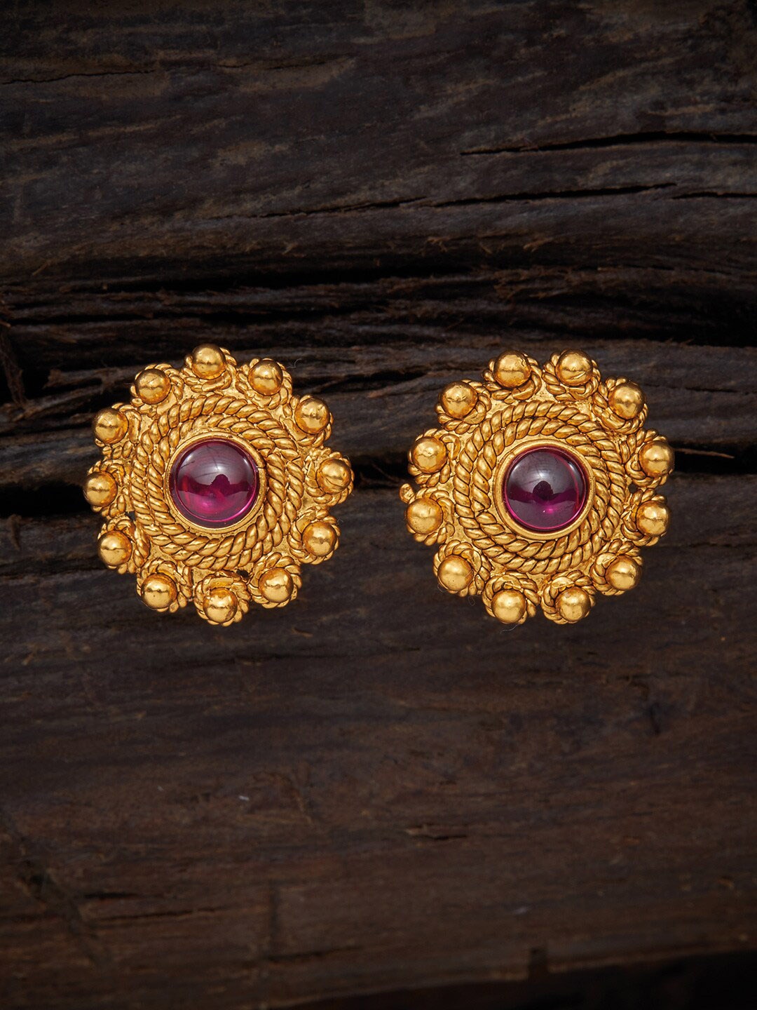 

Kushal's Fashion Jewellery Gold-Plated Circular Studs Earrings