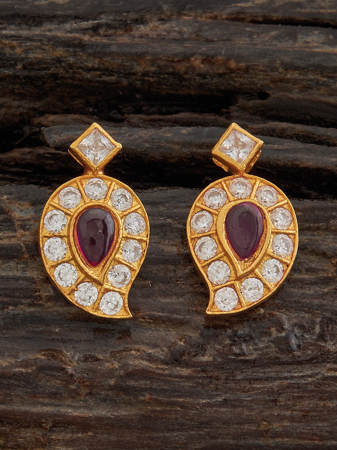 

Kushal's Fashion Jewellery Gold-Plated 92.5 Sterling Silver Stones Studded Drop Earrings