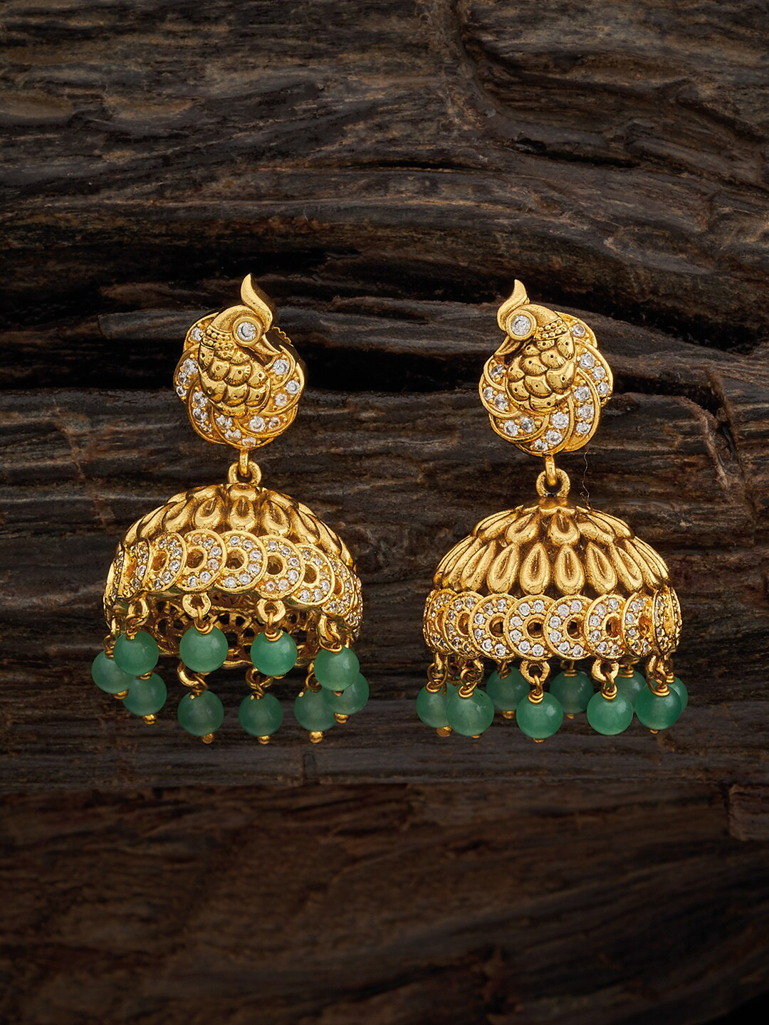 

Kushal's Fashion Jewellery Gold-Plated Cubic Zirconia-Studded Dome Shaped Jhumkas