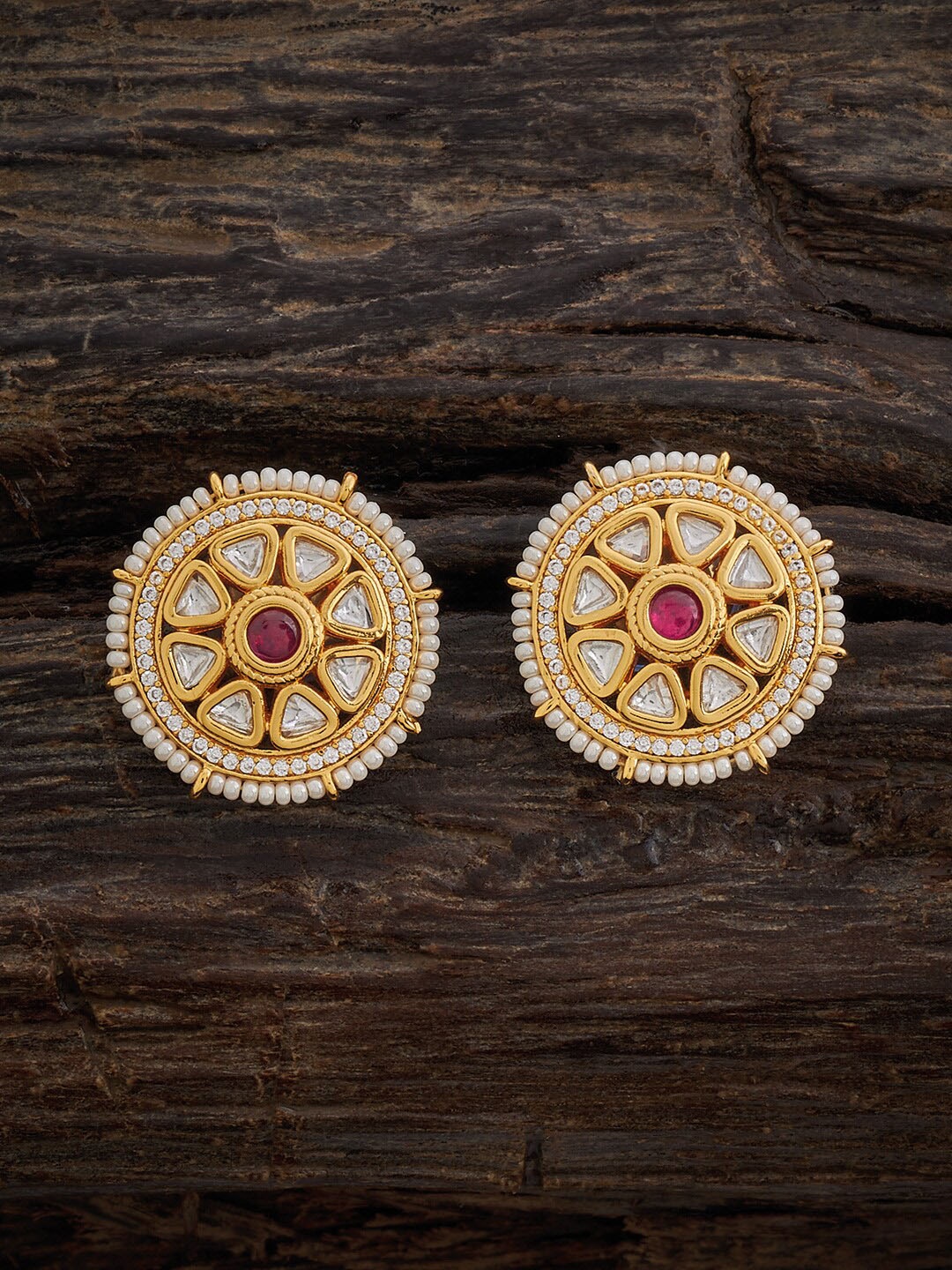 

Kushal's Fashion Jewellery Circular Studs Earrings, Gold