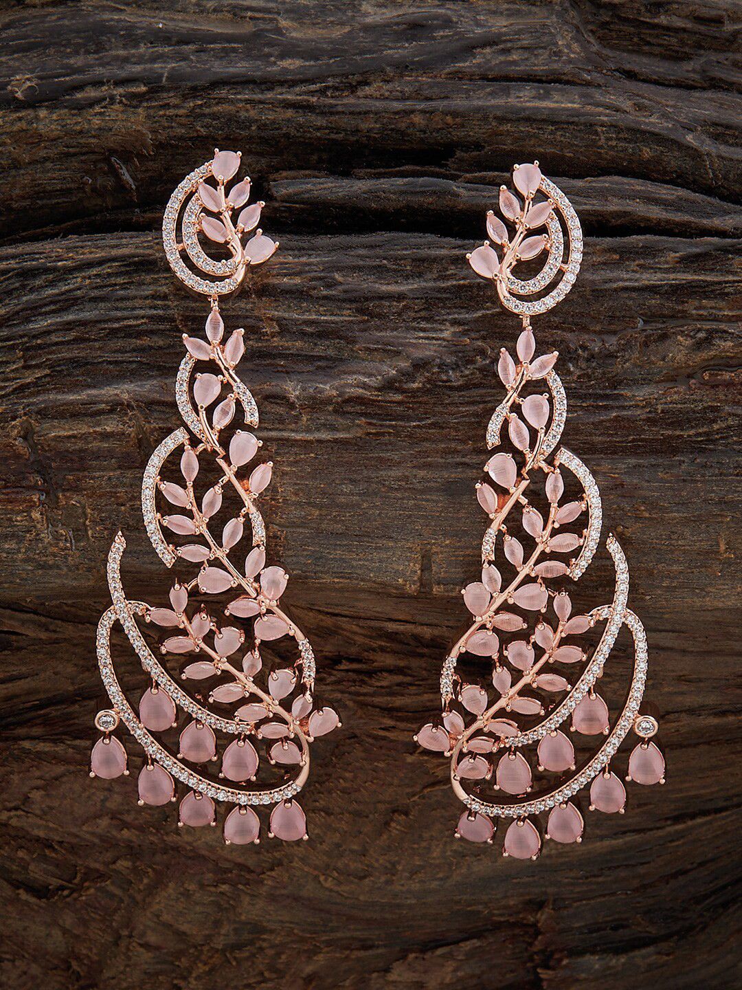 

Kushal's Fashion Jewellery Rose Gold-Plated Contemporary Drop Earrings, Pink