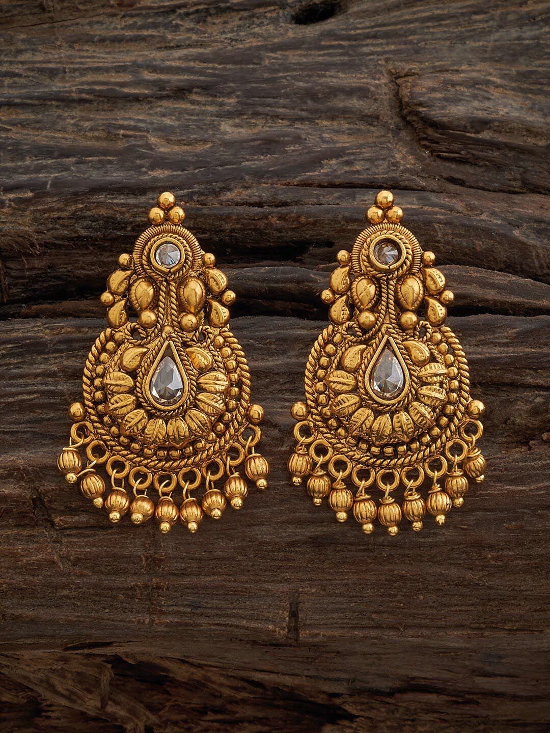 

Kushal's Fashion Jewellery Gold-Plated Chandbali Earrings, Champagne