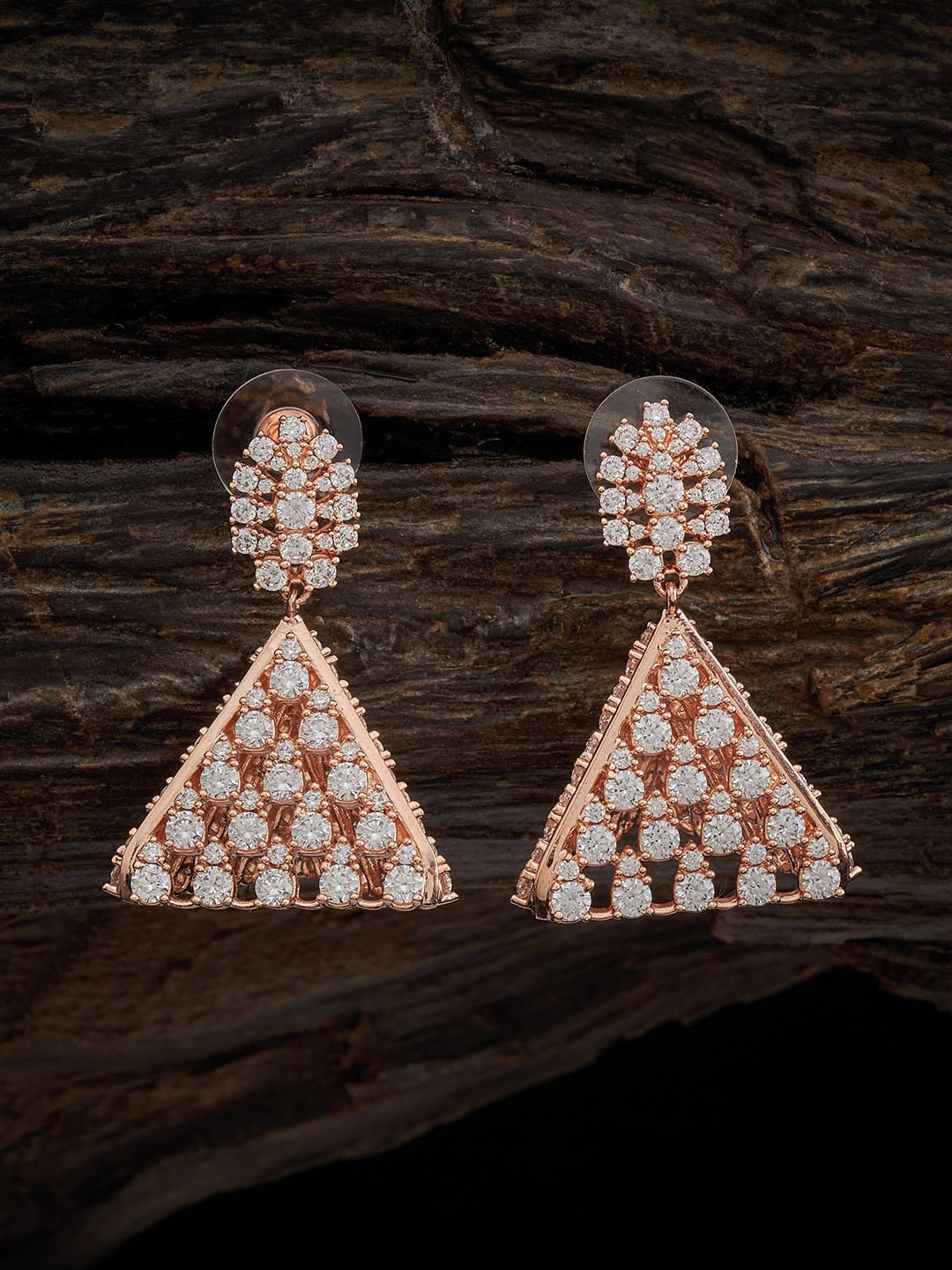 

Kushal's Fashion Jewellery Rose Gold-Plated Zircon-Studded Contemporary Drop Earrings