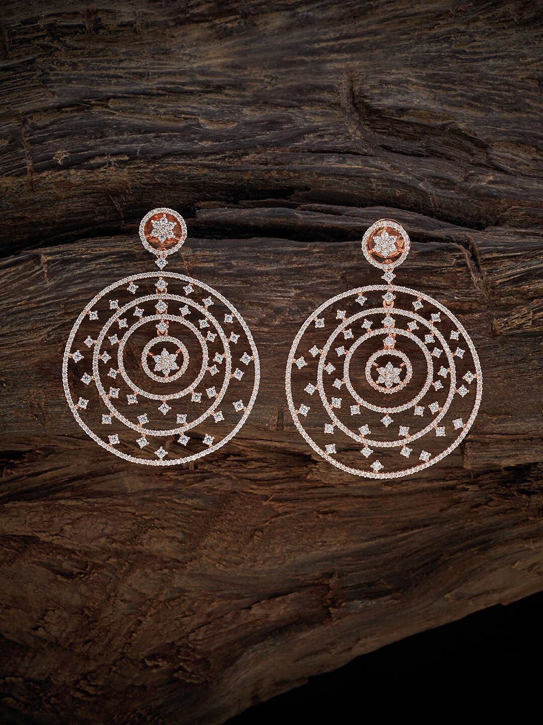 

Kushal's Fashion Jewellery Rose Gold-Plated Cubic Zirconia Drop Earrings