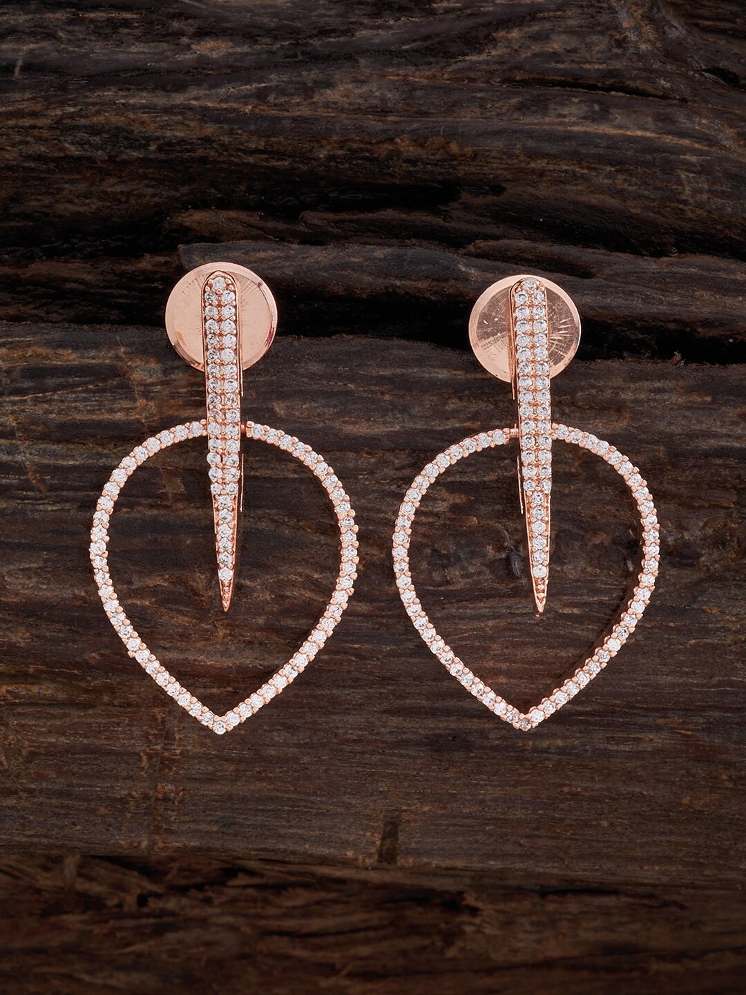 

Kushal's Fashion Jewellery Rose Gold-Plated Zircon Classic Hoop Earrings