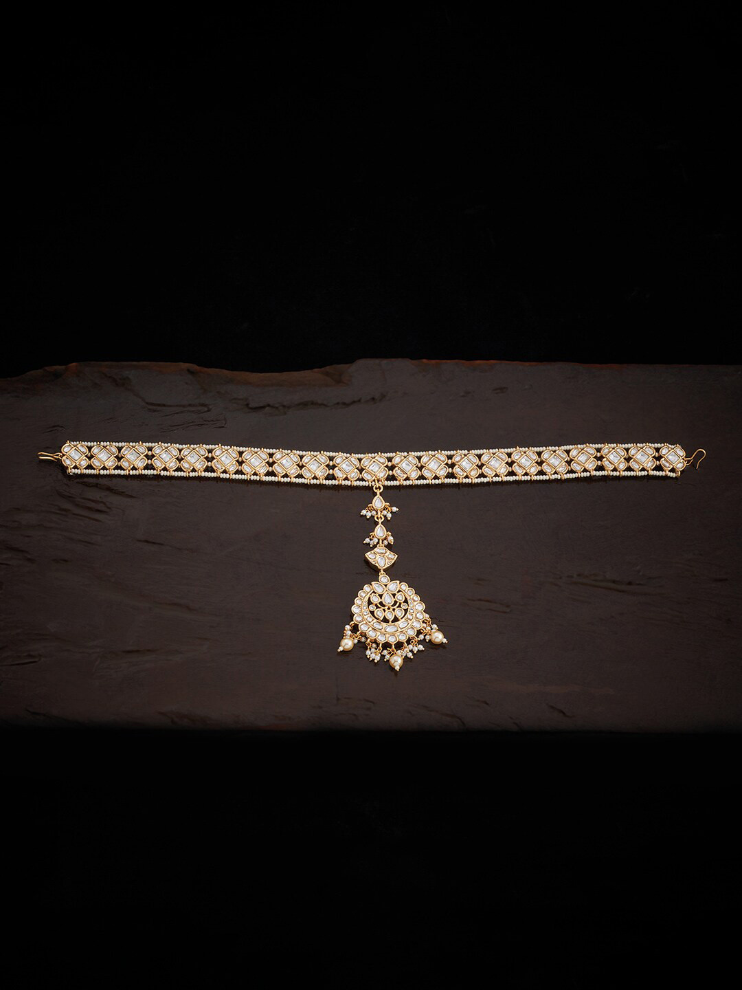 

Kushal's Fashion Jewellery Kundan Stone-Studded Maang Tikka, White