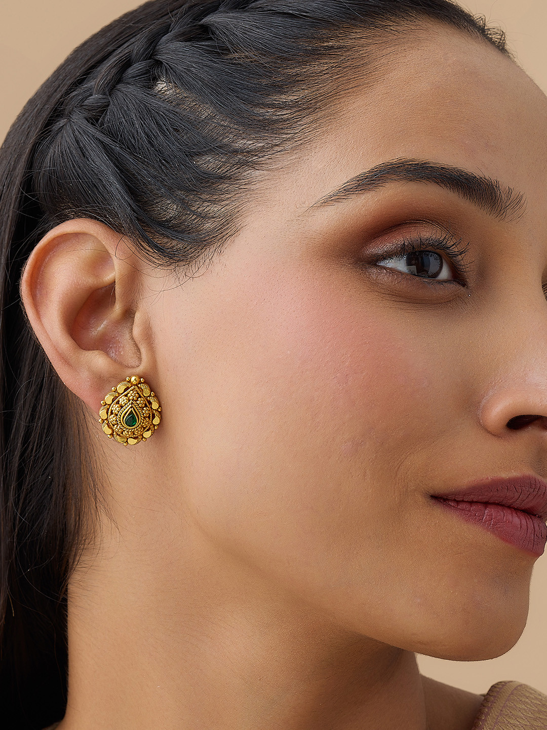 

Kushal's Fashion Jewellery Gold-Plated 92.5 Pure Silver Teardrop Shaped Studs Earrings