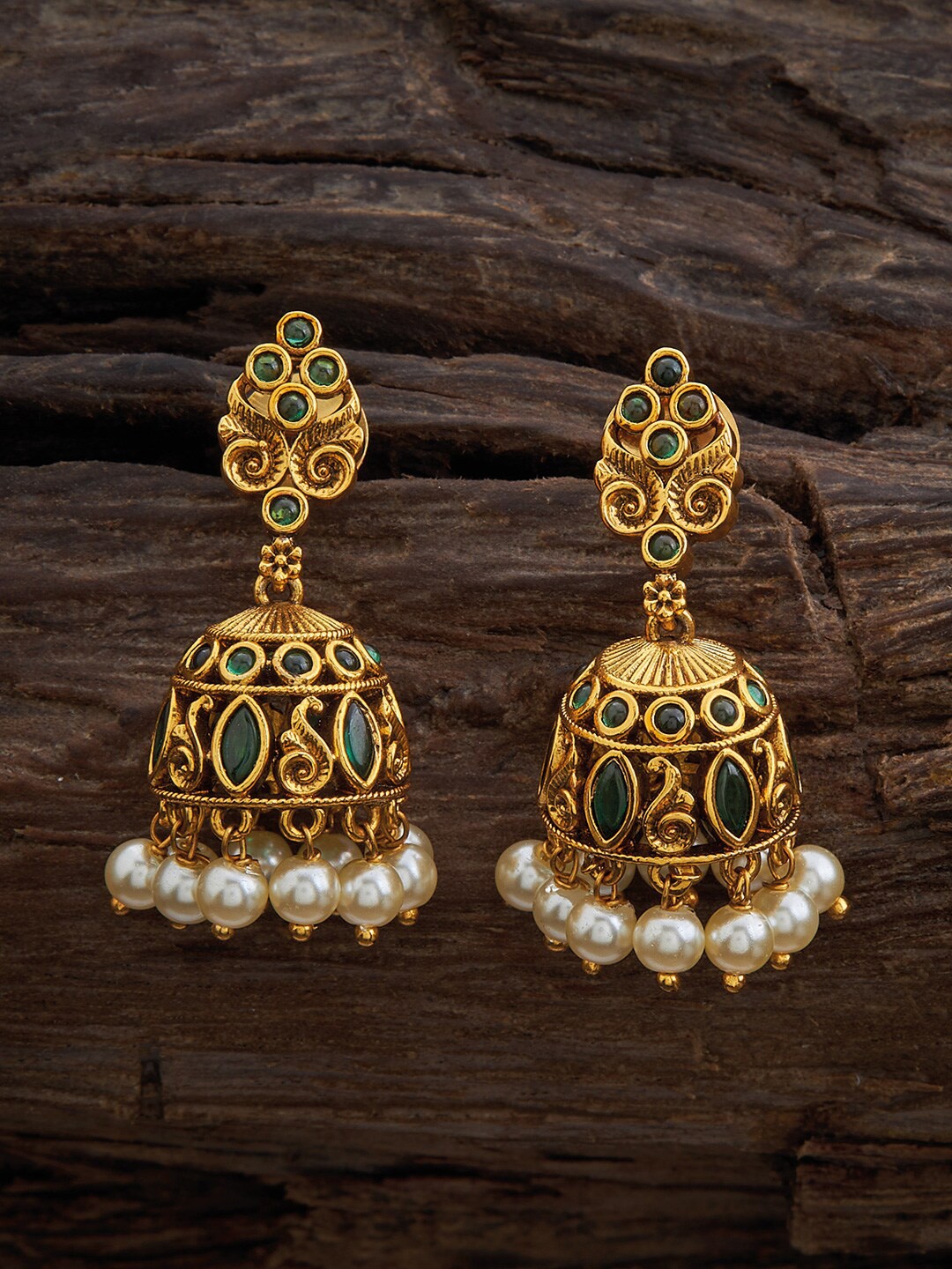 

Kushal's Fashion Jewellery Gold-Plated Dome Shaped Jhumkas