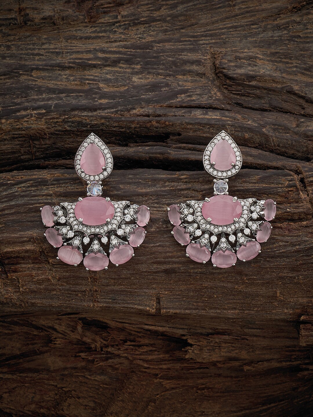 

Kushal's Fashion Jewellery Rhodium-Plated Classic Studs Earrings, Pink