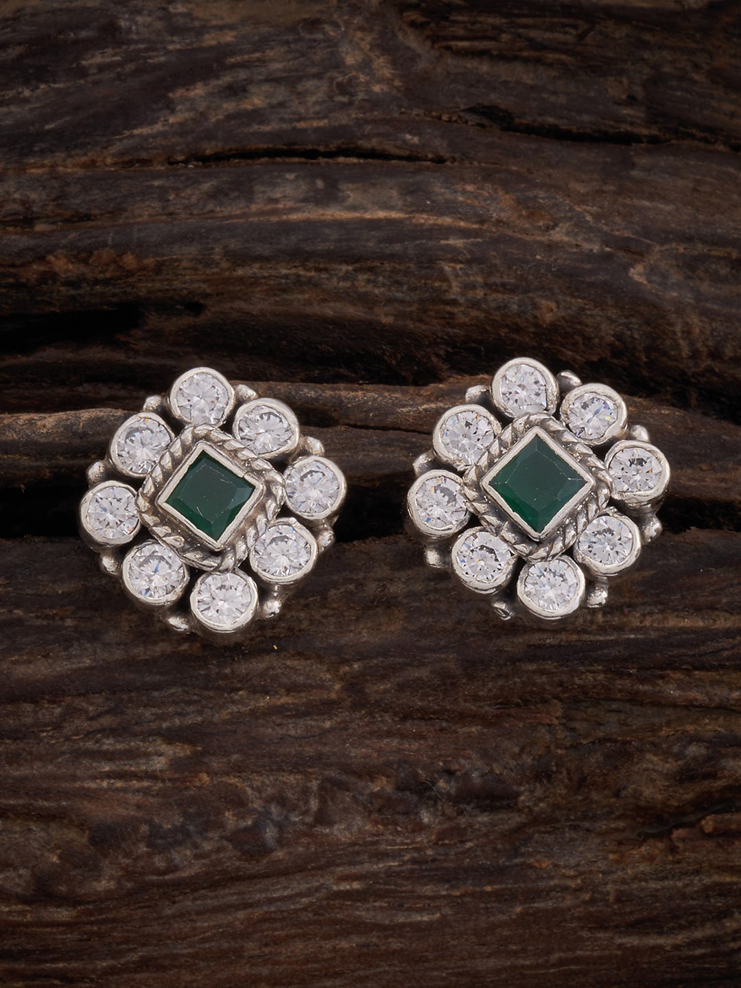 

Kushal's Fashion Jewellery Silver Rhodium-Plated Studs Earrings