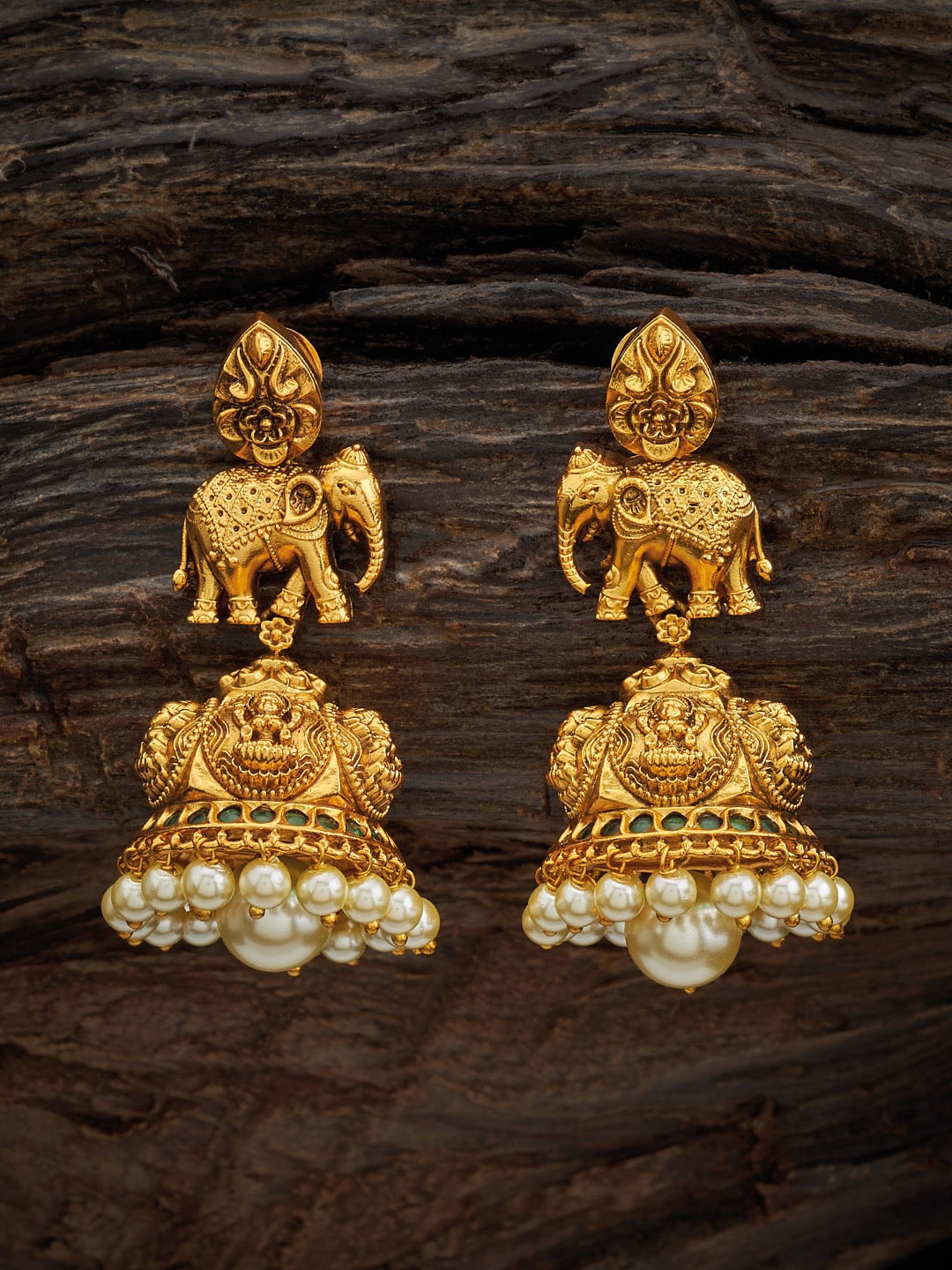 

Kushal's Fashion Jewellery Gold-Plated Beaded Contemporary Jhumkas
