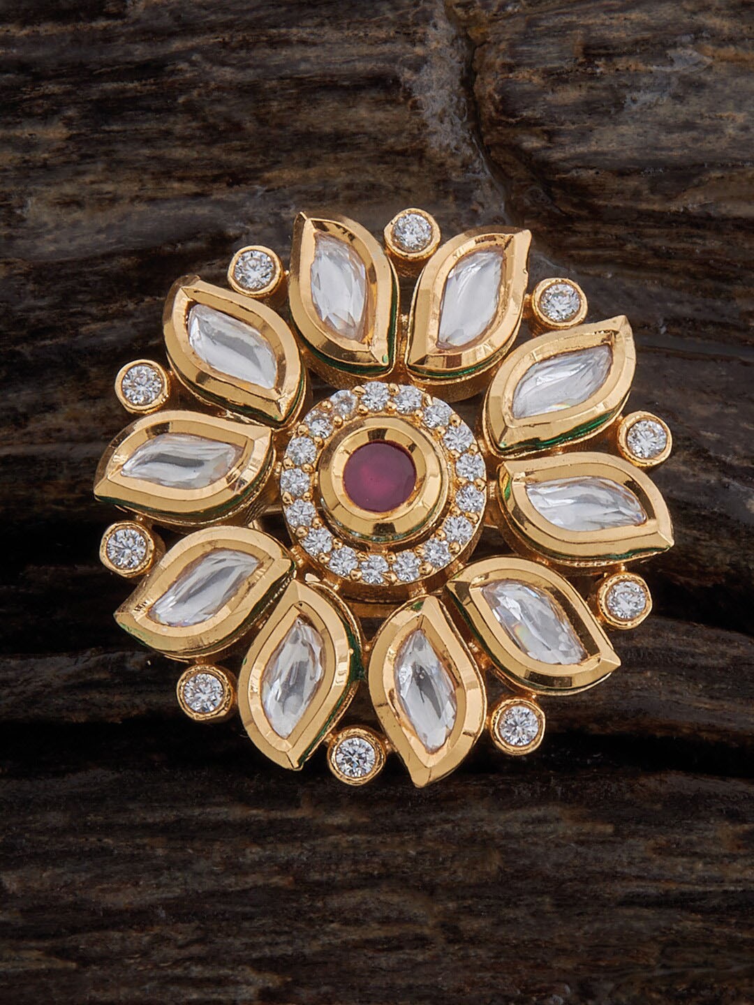 

Kushal's Fashion Jewellery Kundan-Studded Adjustable Finger Ring, Gold