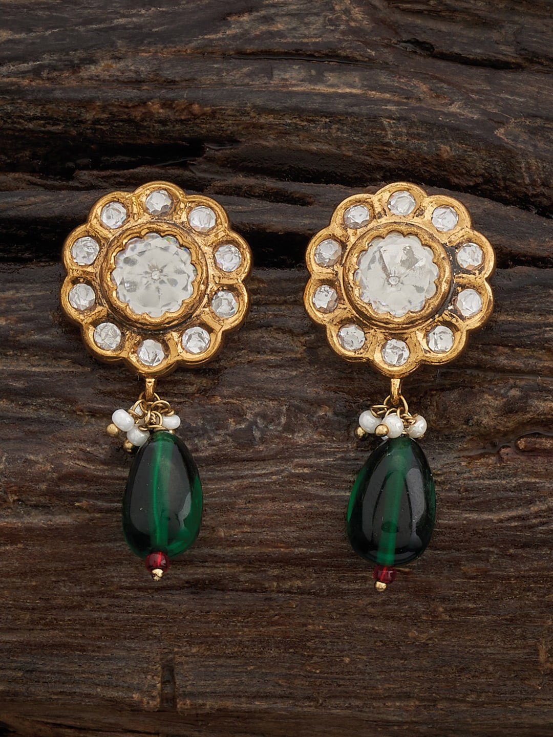 

Kushal's Fashion Jewellery Kundan Classic Drop Earrings, Green