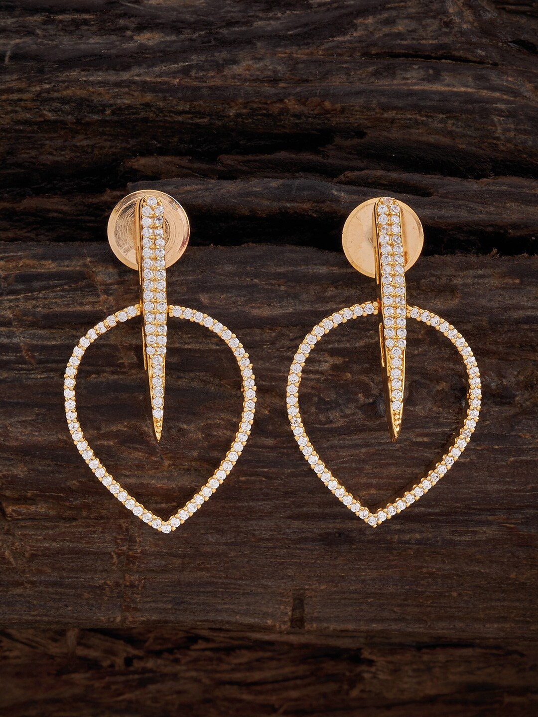 

Kushal's Fashion Jewellery Gold Plated Cubic Zirconia Stone Studded Hoop Earrings